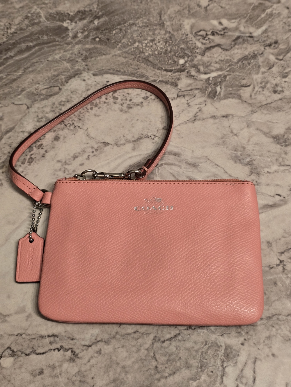 Coach Pink Pebbled Leather Wristlet - Picture 4 of 12